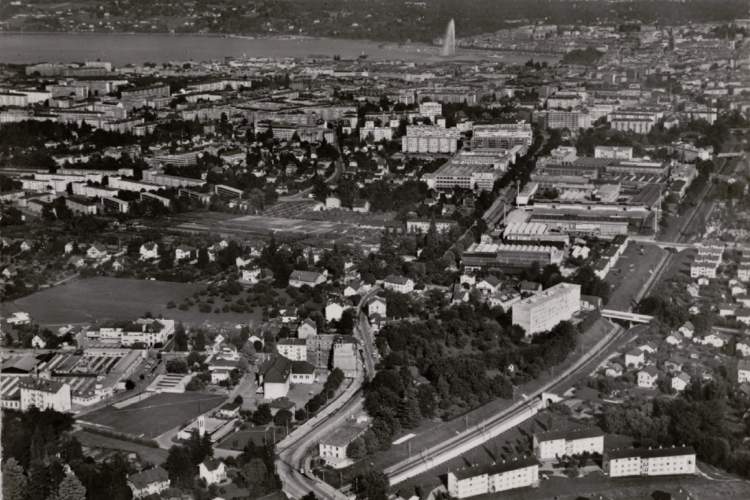 Vue aérienne de Châtelaine en 1960