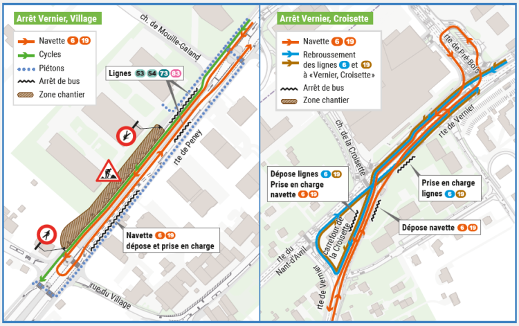 Infographie représentant les travaux route de Peney
